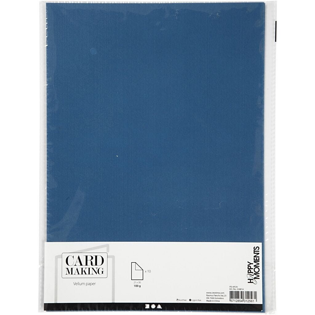 Pergamentpapir - A4 blå - 100 g - 10 ark