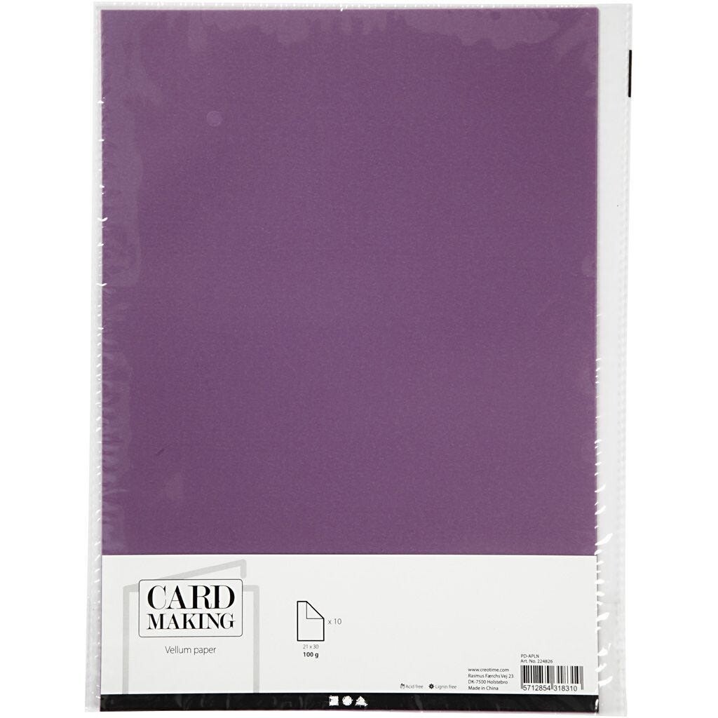 Pergamentpapir A4 - lilla 210x297 mm 100 g - 10ark