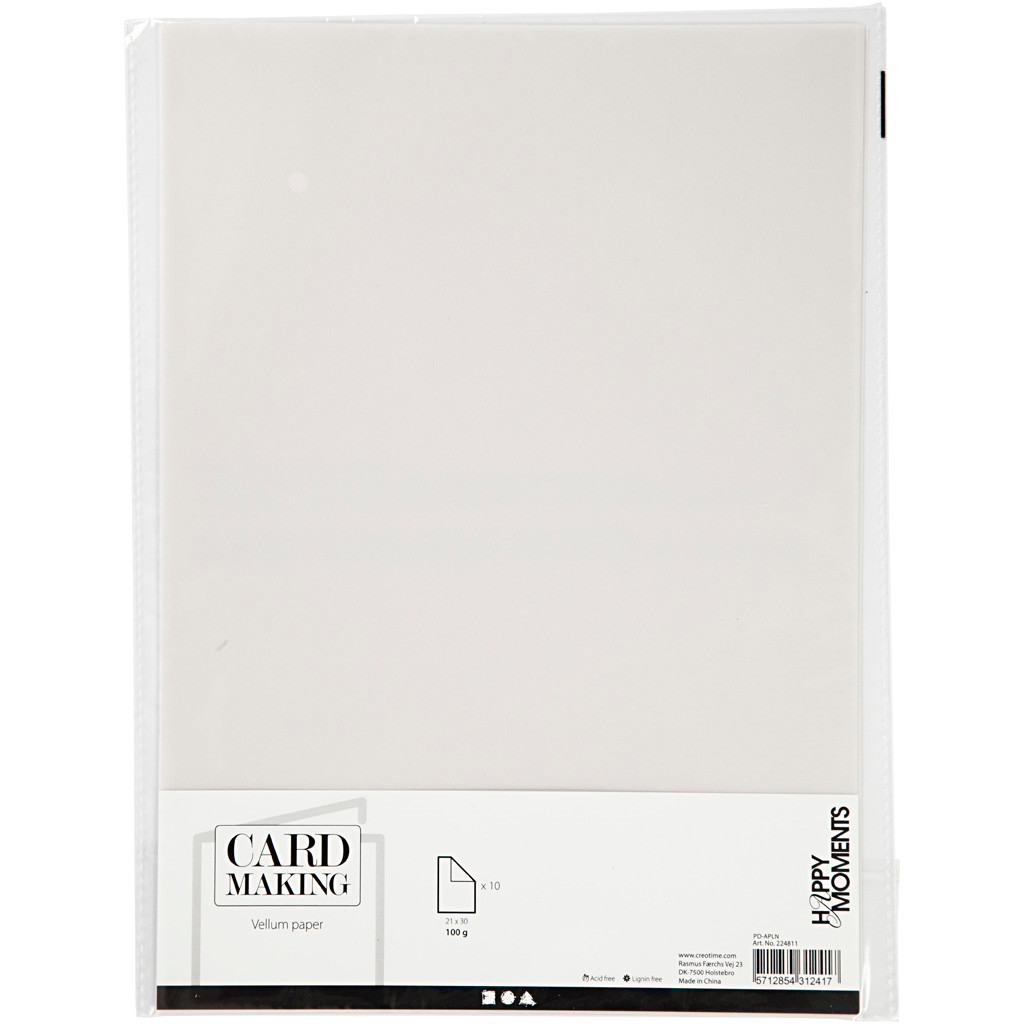 Pergamentpapir - A4 råhvid - 100 g - 10 ark