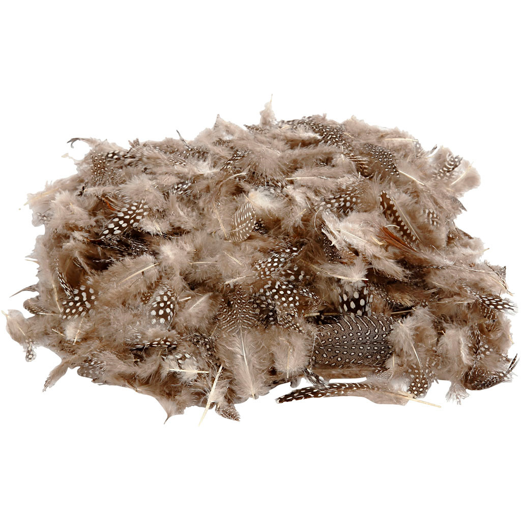 Fjer perlehøne natur - 50 gram