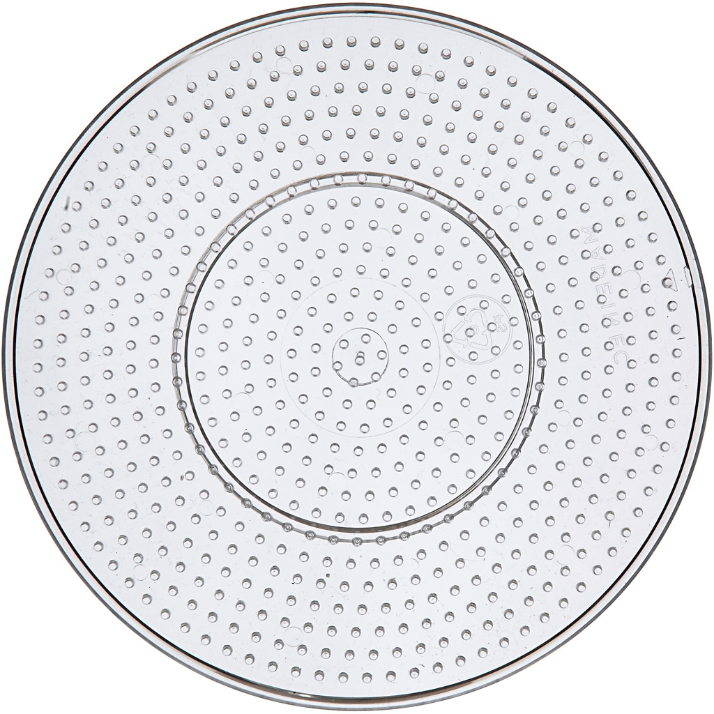 Perleplade , diam. 15 cm, transparent, stor rund, 1stk.