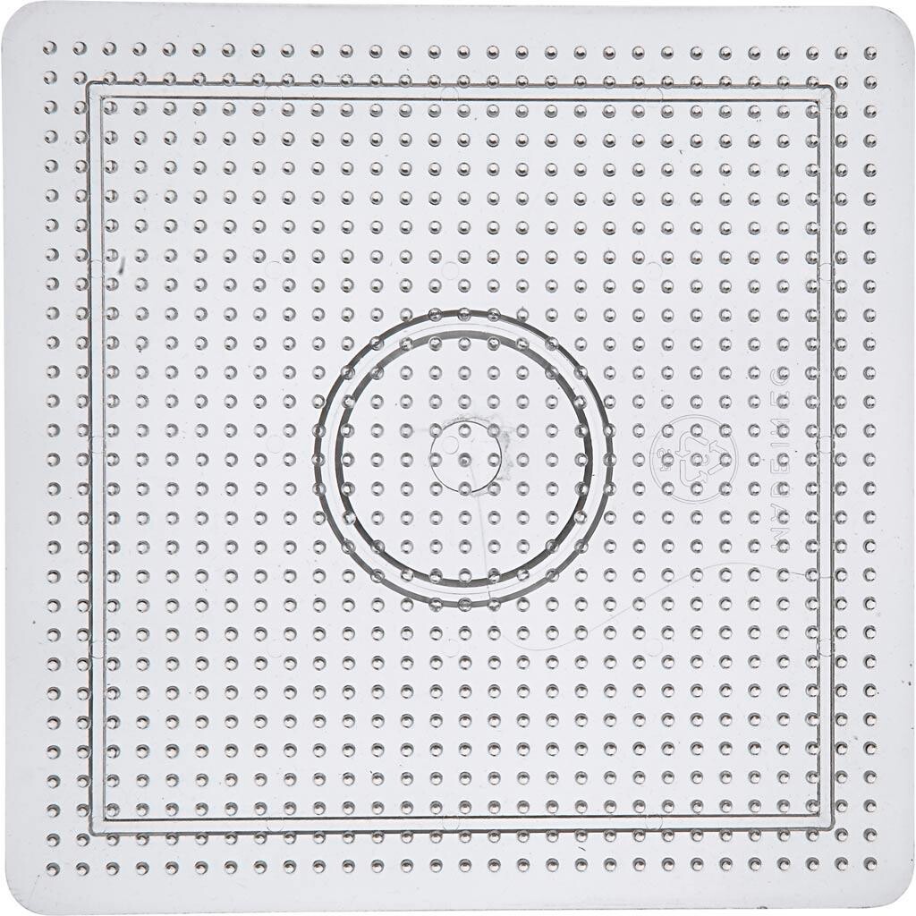 Perleplade, firkant, medium, str. 15 cm, transparent, 1 stk.