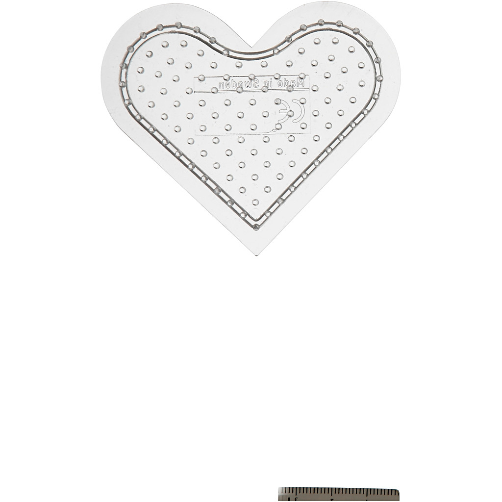 Perleplade , H: 8 cm, transparent, lille hjerte, 1stk.