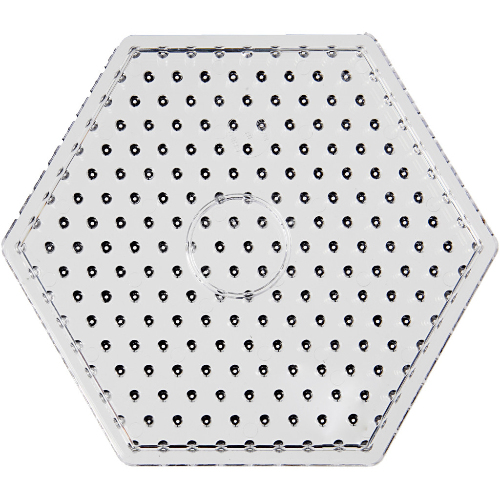 Perleplader - str. 17 cm transparent JUMBO - hexagon 5stk.