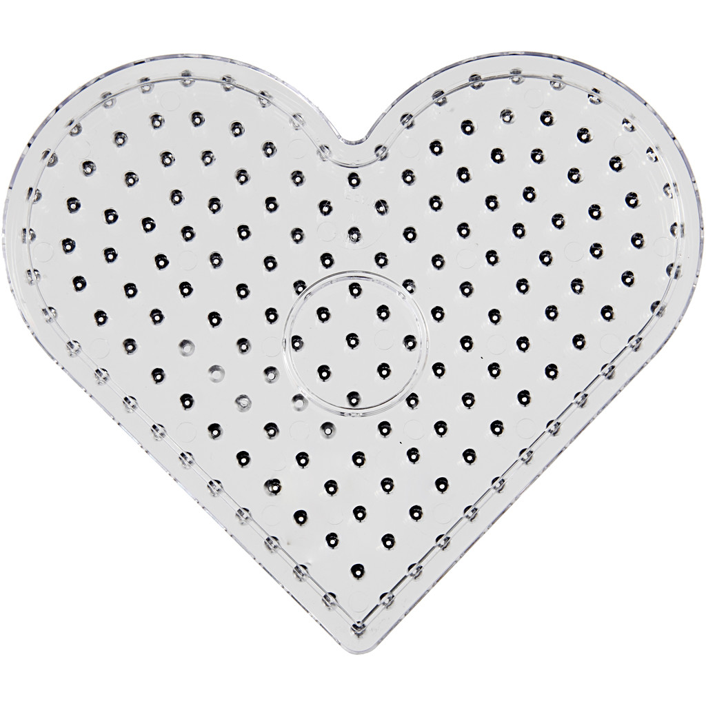 Perleplade, str. 17x15,5 cm, transparent, JUMBO - hjerte, 1stk.