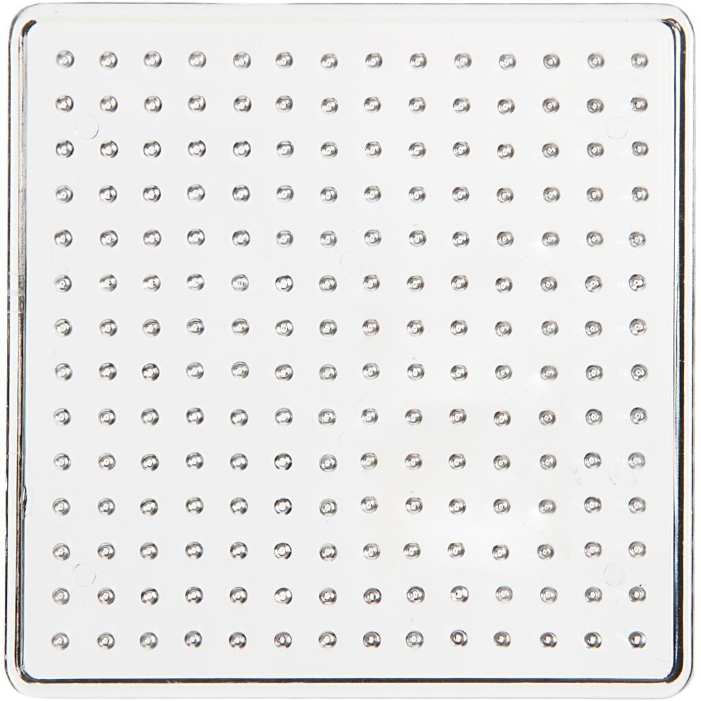 Perleplade , str. 7x7 cm, transparent, lille kvadrat, 1stk.
