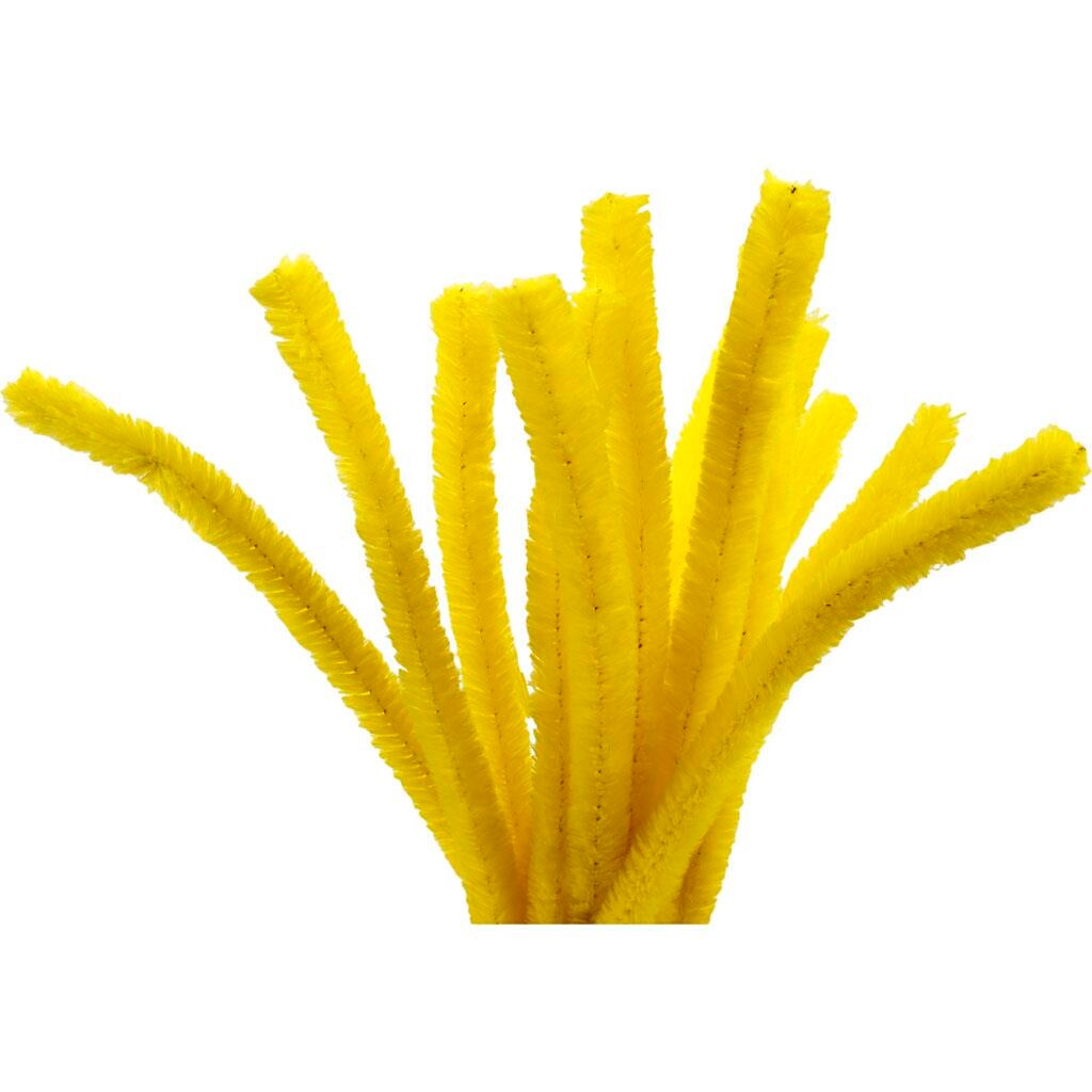 Piberensere Chenille - Gul 15 mm x 30 cm - 15 stk