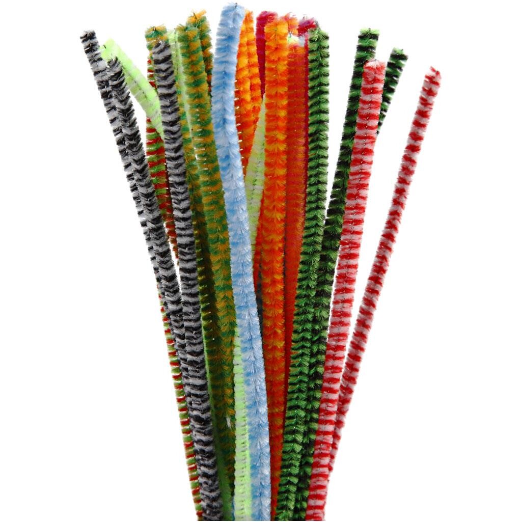 Piberensere tykkelse 6 mm længde 30 cm multifarver/striber | 30 assorteret stk.