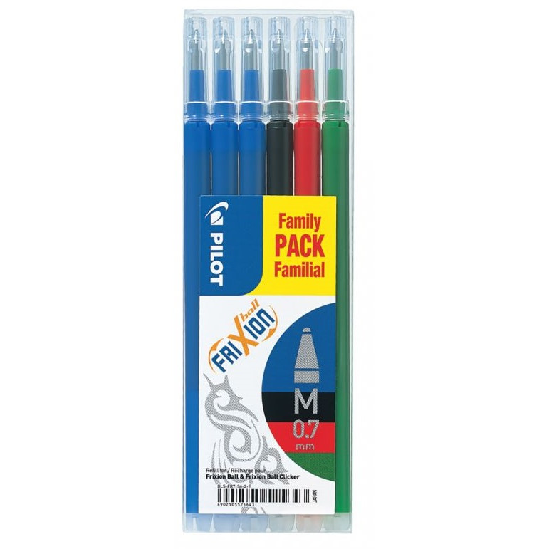 Kuglepen refill Assorteret til Pilot Frixion Clicker 0,7 - Sæt med 6 stk