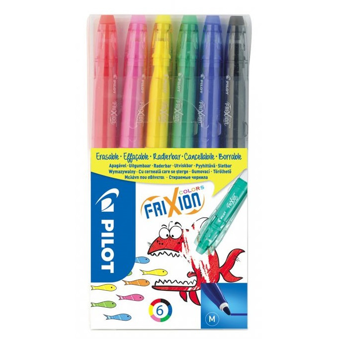 Pilot FriXion Colors Medium - Sæt med 6 farver