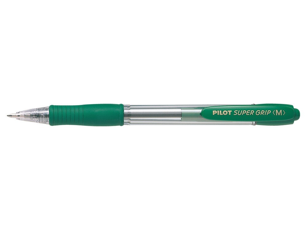 12 stk. Kuglepen - Pilot Super Grip - 1,0 mm - Grøn - 12 stk