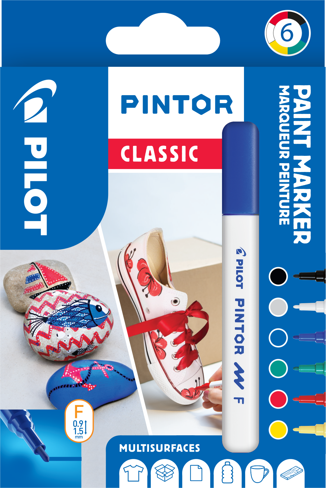 Tekstiltusser Pilot Pintor Fine Classic 1,0 ass - 6 stk