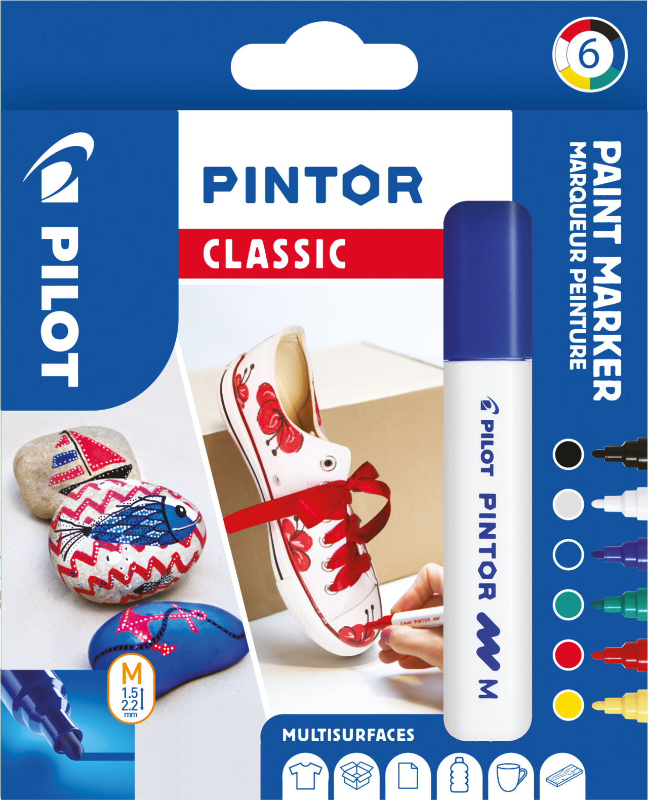 Tekstiltusser Pilot Pintor Medium Classic 1,4 ass - 6 stk