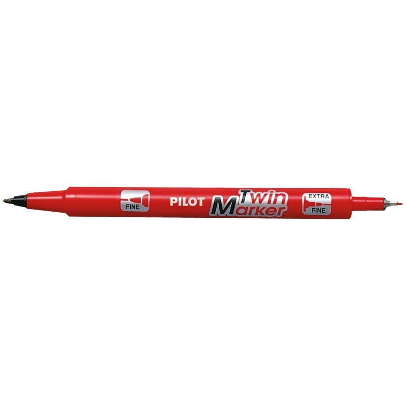 Pilot Marker Twin Marker Rød 0,8/2,0mm, Rød - 10 stk