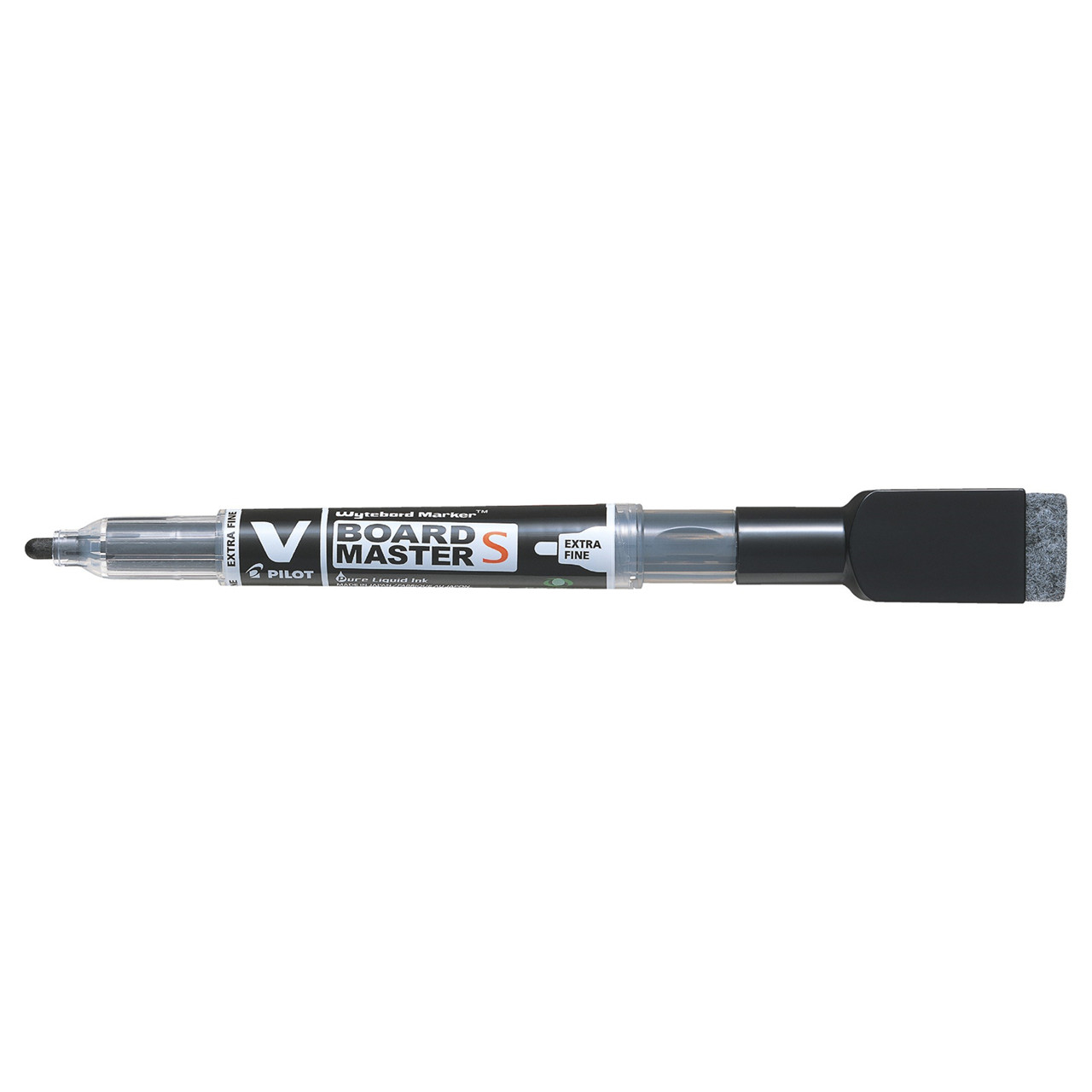 10 stk. Whiteboard Marker - Pilot V Board Master Bullet Tip Sort - Viskelæder og Magnet - Køb minimum 10 stk.