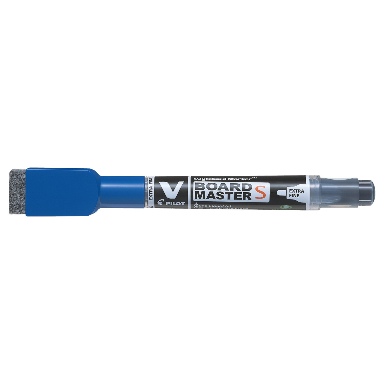 10 stk. Whiteboard Marker - Pilot V Board Master Small EF Bullet Tip Blå med Viskelæder og Magnet