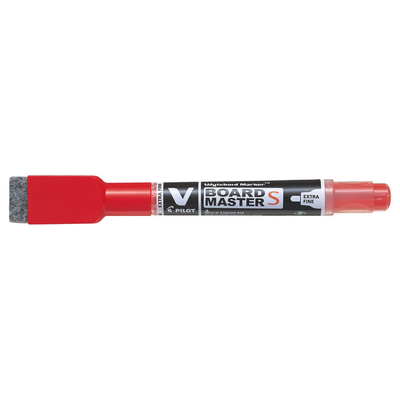 10 stk. Whiteboard Marker - Pilot V Board Master Rød m Viskelæder og Magnet - Køb minimum 10 stk.