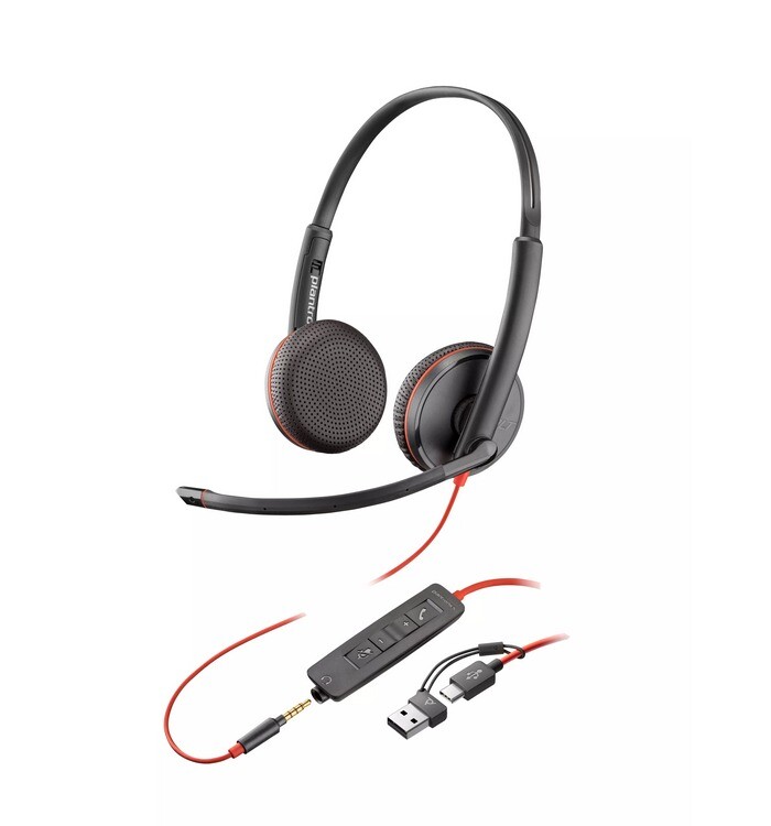 Headset - HP Poly Blackwire 3225 UC Stereo USB-C/A - Sort