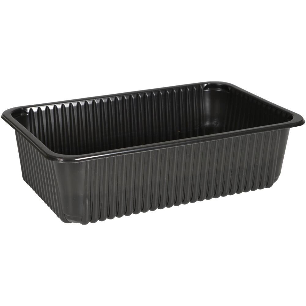 Plastbakke - 27,5x17,5x7,5cm PP 1-rums - Kødbakke i sort - 160 stk