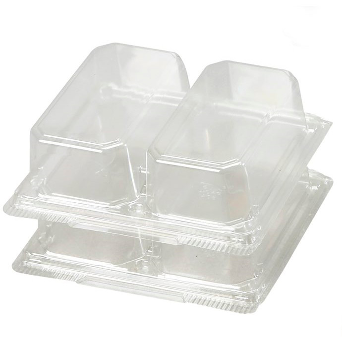 Plastbakke med hængslet låg 5041 2-rums smørrebrød - 44 stk