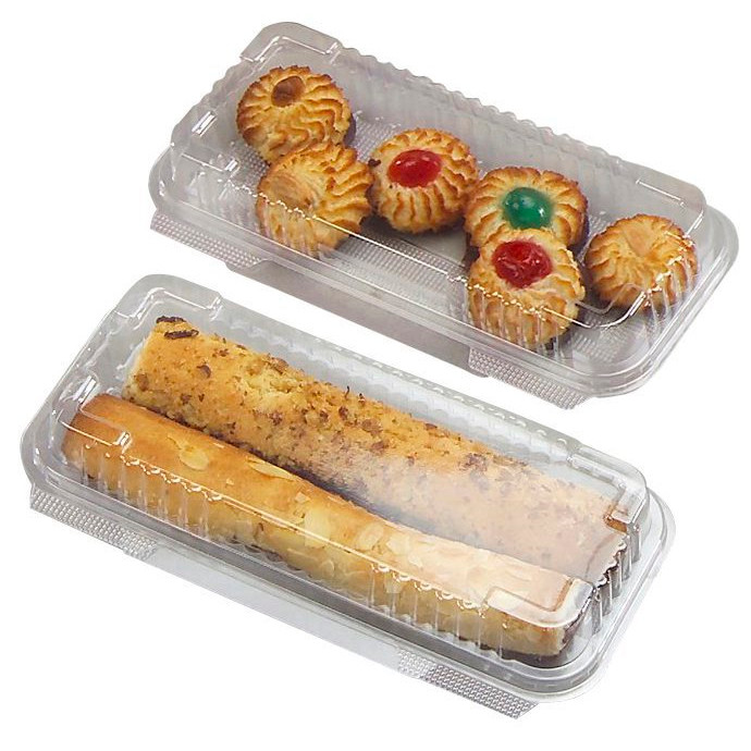 Plastbakke - hængslet låg - klar plast - 220x111x44 mm - 500 stk
