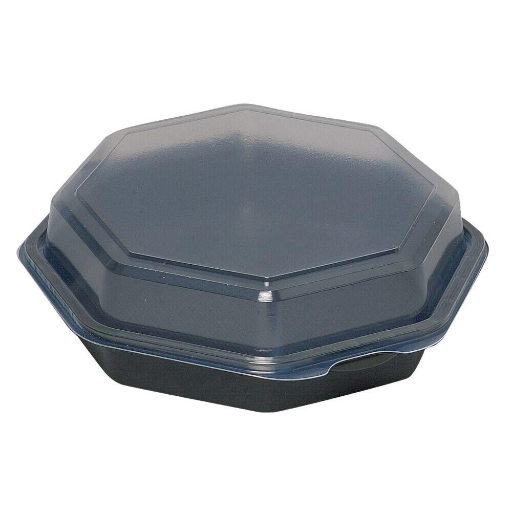 Plastbakke, Octaview, sort, med hængslet låg, 443 ml - 405 stk