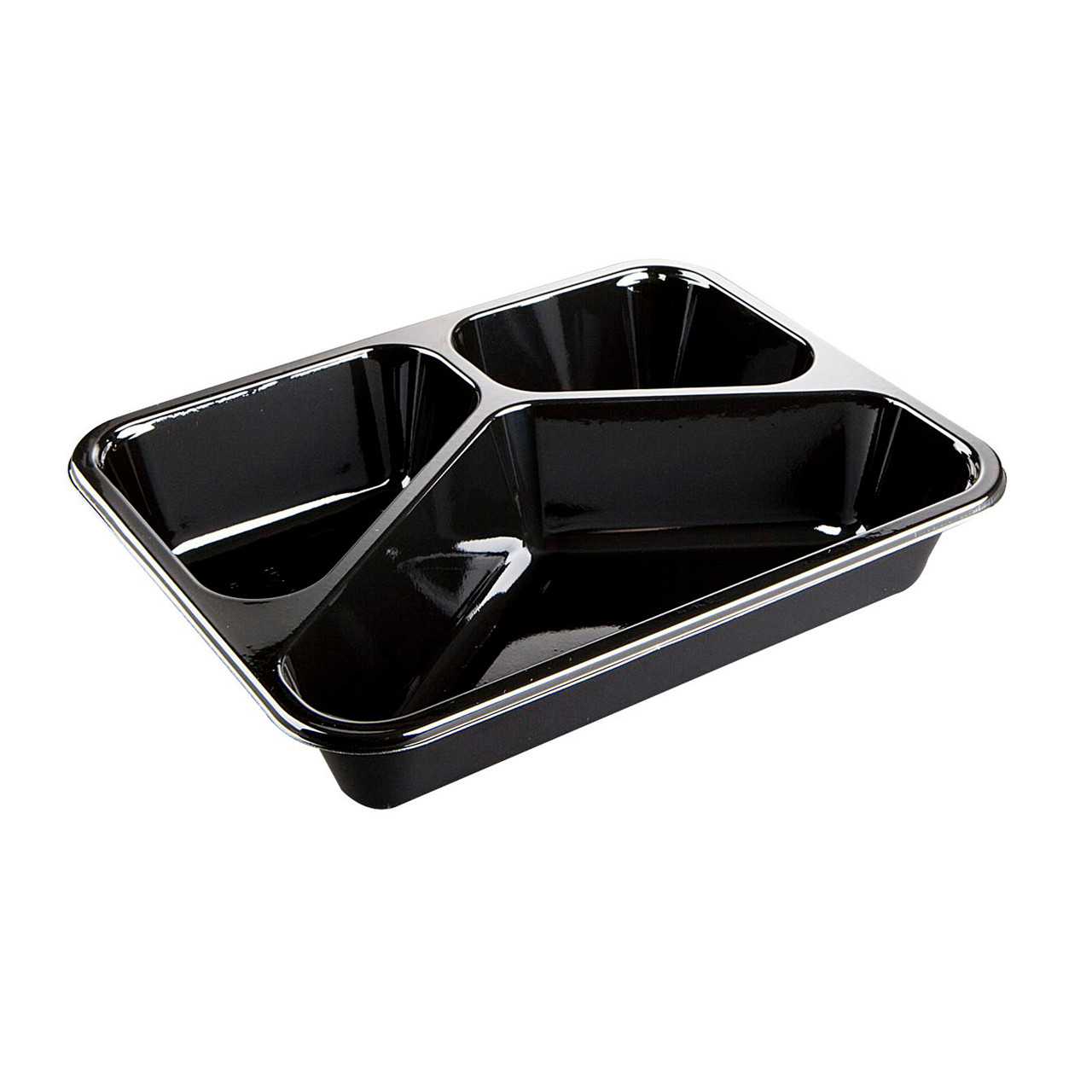 Plastbakke til ovn CPET sort 2227 - 3-rums - 1025 ml - 420 stk.