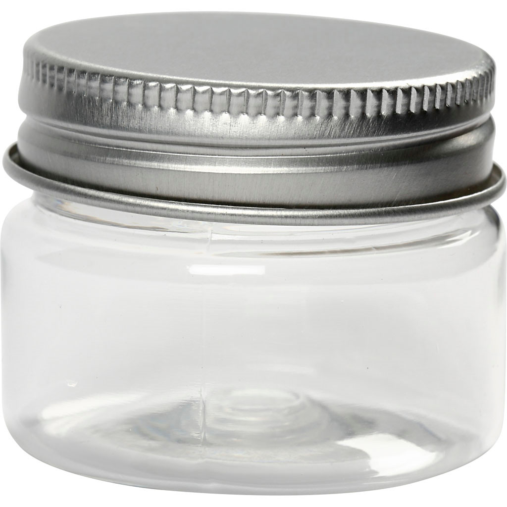 Plastdåse med låg H: 35 mm dia. 45 mm 35 ml - 10stk