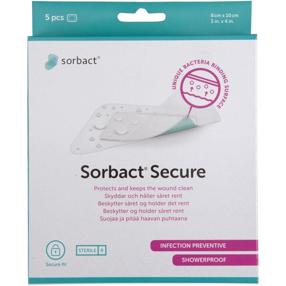 Plaster - Sorbact Secure 10x8cm - Transparent - 5 stk