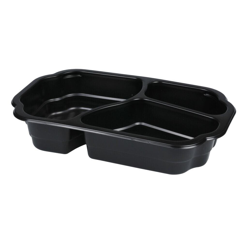 Plastikbakke – PP Take Away – 3 rum – Sort – 246 stk