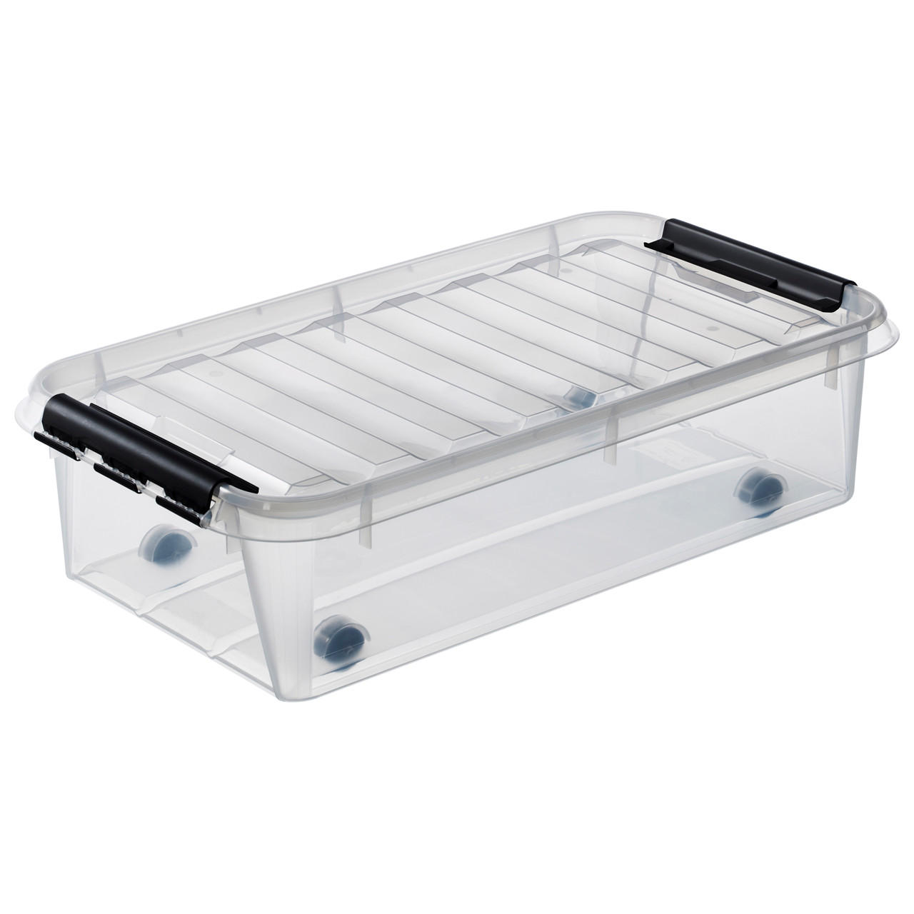 Bedroller - Plastikkasser med hjul og låg SmartStore 35 liter klar 72x40x20 cm - 4 stk
