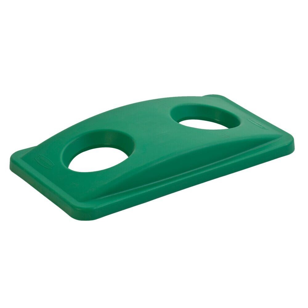 Plastlåg, Rubbermaid, med 2 huller, til kildesortering af flasker, dåser og kopper/glas, grøn,