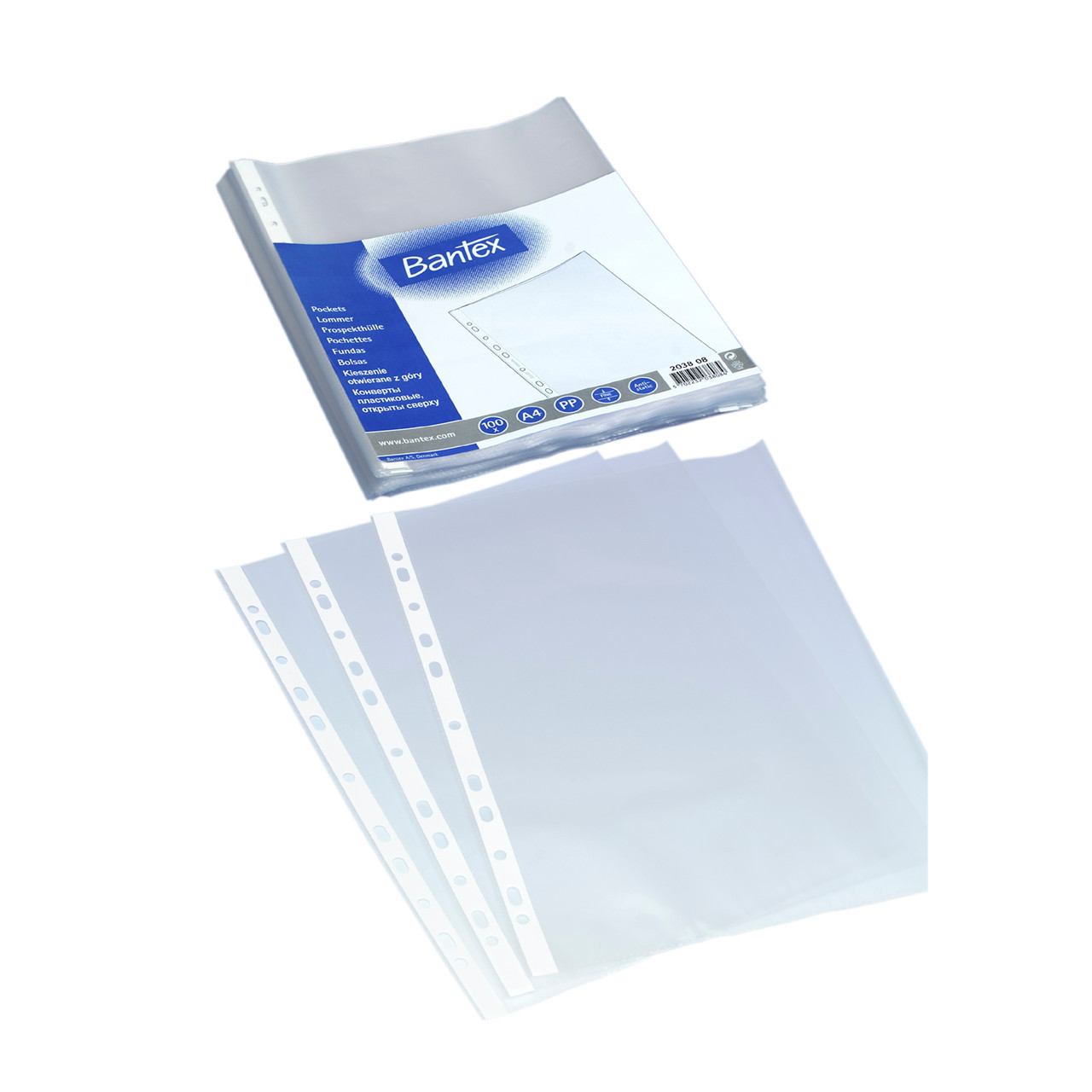 Plastlomme Bantex A4 0,04mm præget 100stk/pak