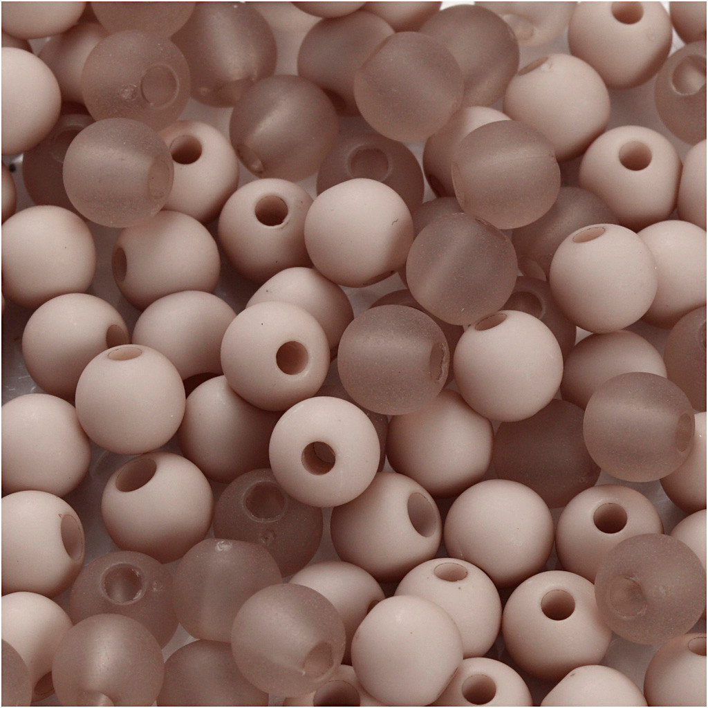 Plastperler, diam. 6 mm, hulstr. 2 mm, lys grå, 40g, ca. 150 stk.