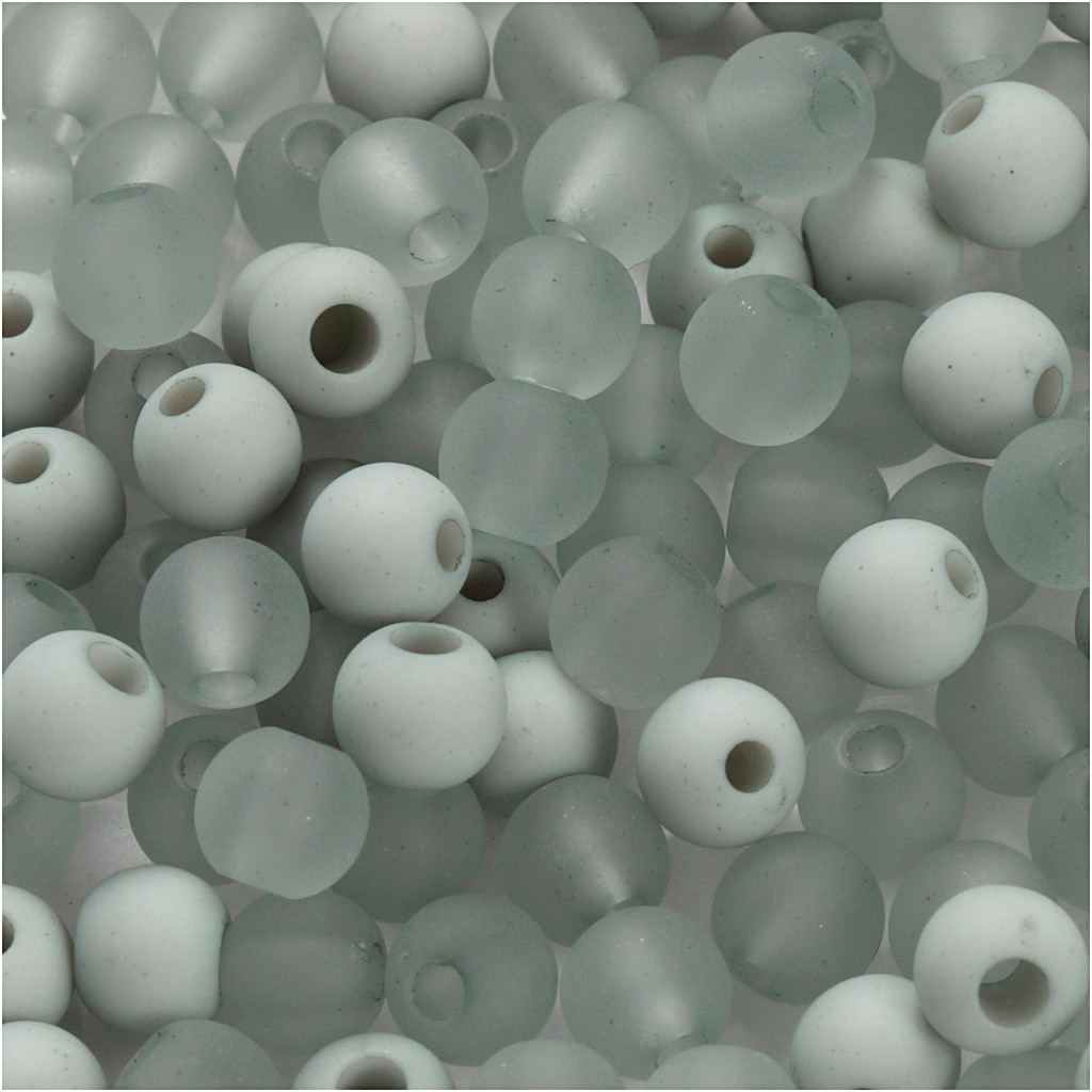 Plastperler, diam. 6 mm, hulstr. 2 mm, lys grøn, 40g, ca. 150 stk.