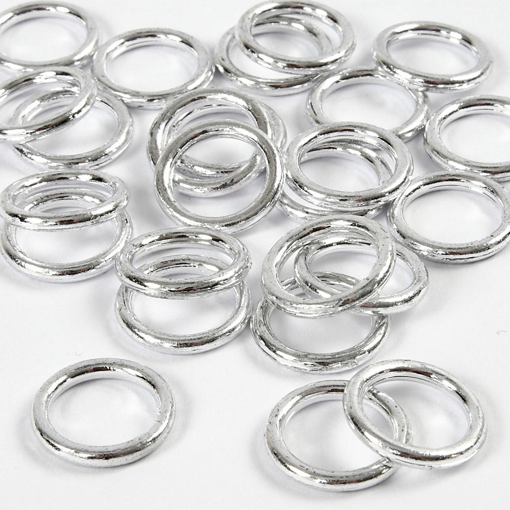 Plastring udvendige mål 15 mm sølv tykkelse 2 mm - 25 stk