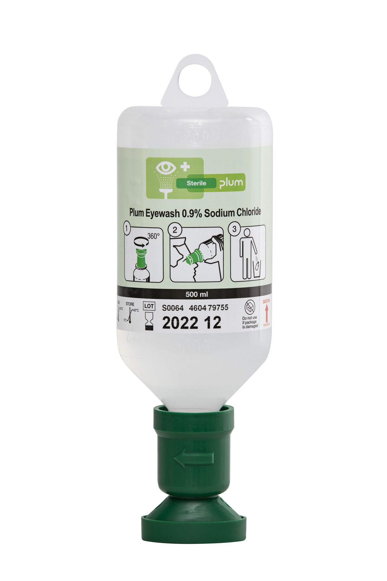 Øjenskyl - Plum 4604 - 500 ml - 0,9% NaCl - Med øjenkop og støvhætte