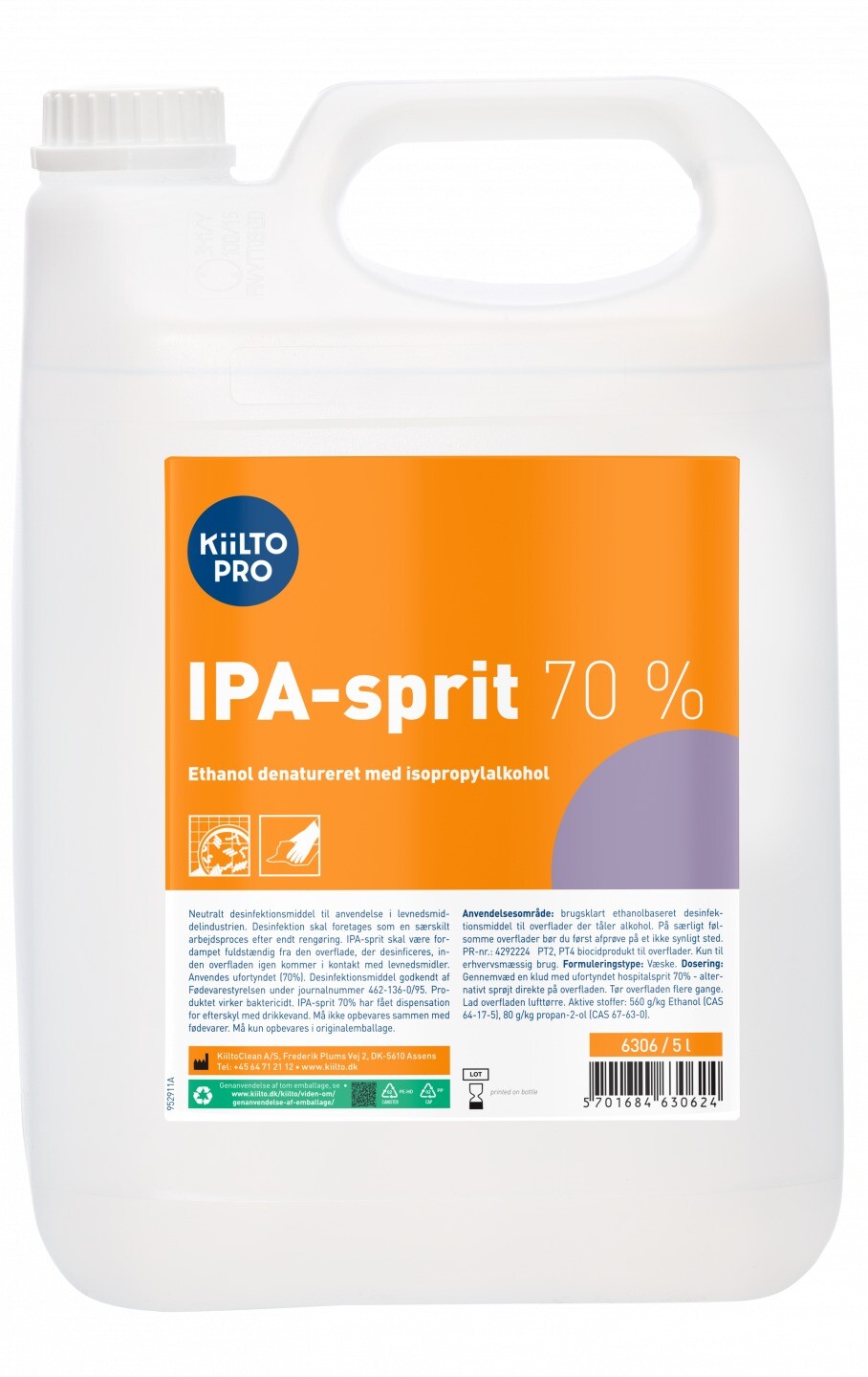 Overfladedesinfektion - Plum IPA-Sprit 70% 5 L - Ethanol/Isopropanol