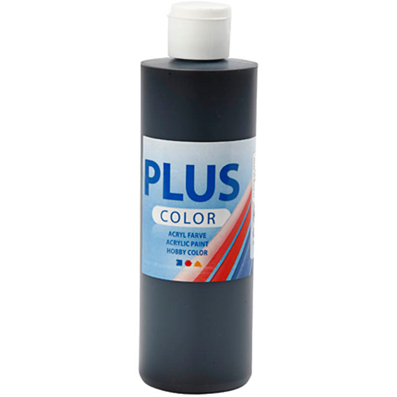 Plus Color hobbymaling, black, 250ml