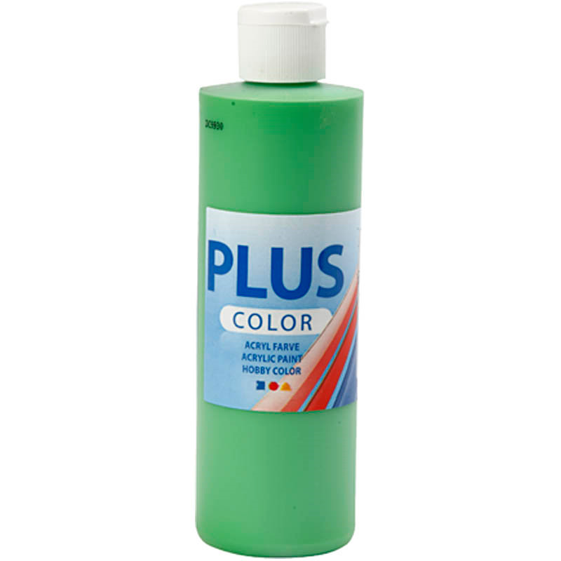 Plus Color hobbymaling, bright green, 250ml