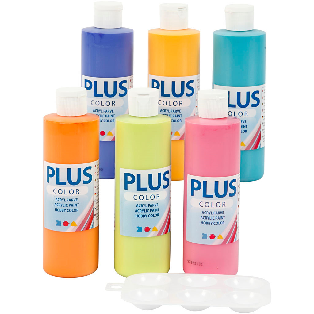 Plus Color hobbymaling, colorful, 6x250ml