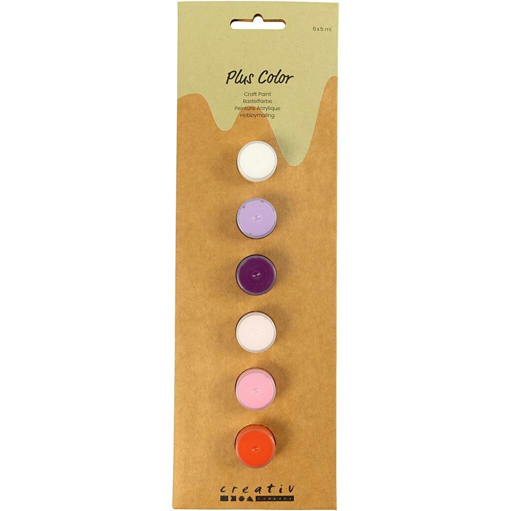 Plus Color Hobbymaling, lilla/pink harmoni, 6x5ml - 1 pakke