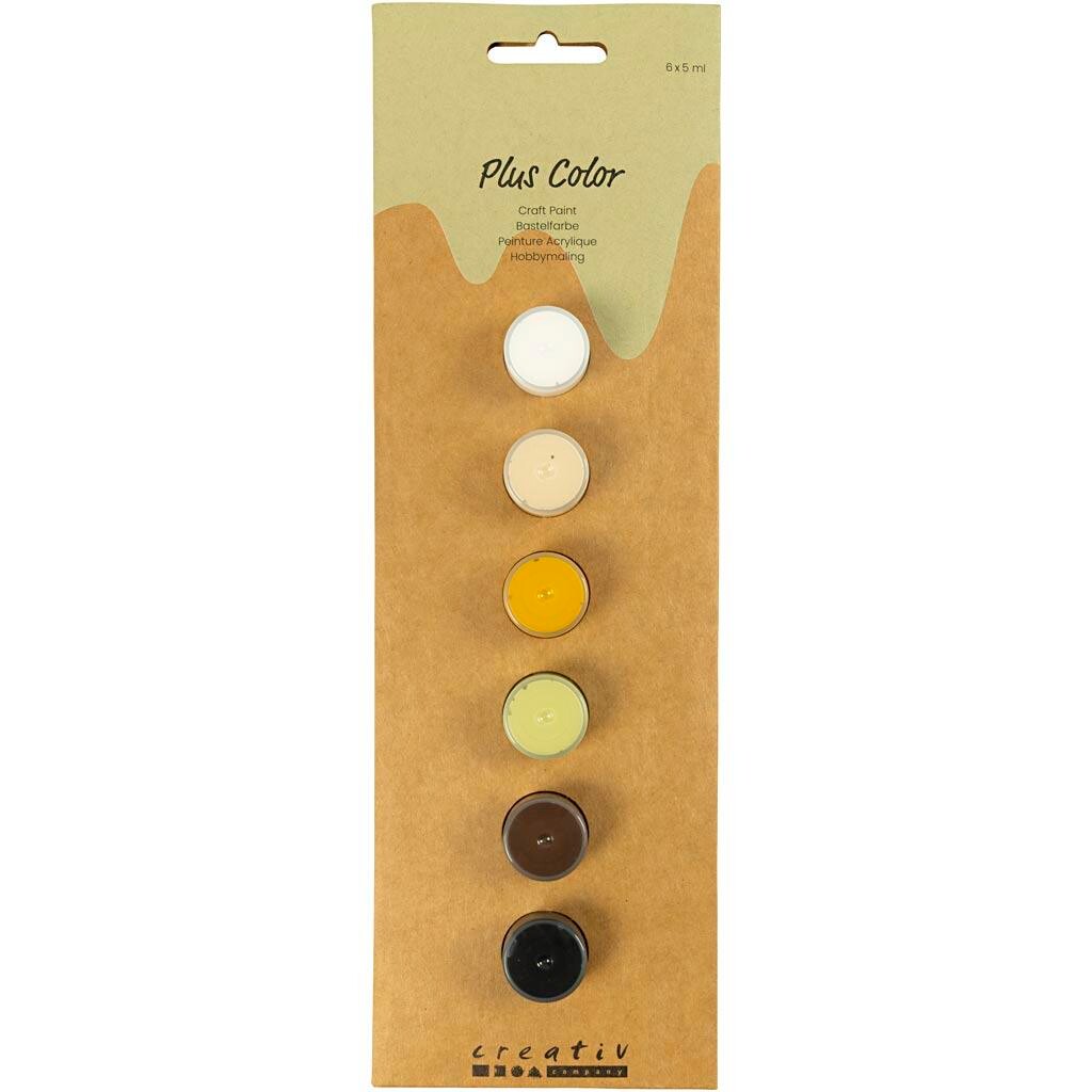 Plus Color Hobbymaling, natur, 6x5ml - 1 pakke