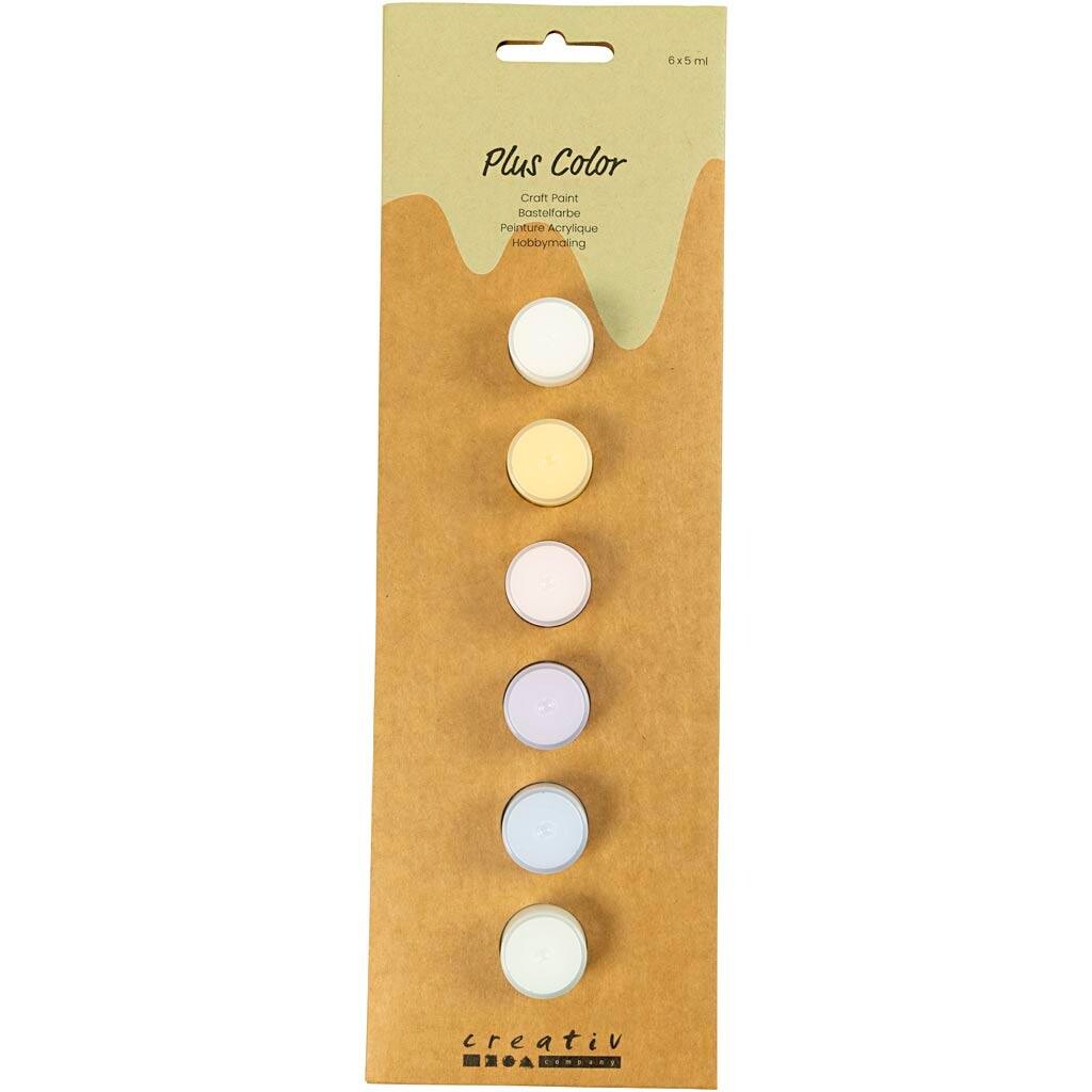 Plus Color Hobbymaling, pastelfarver, 6x5ml - 1 pakke