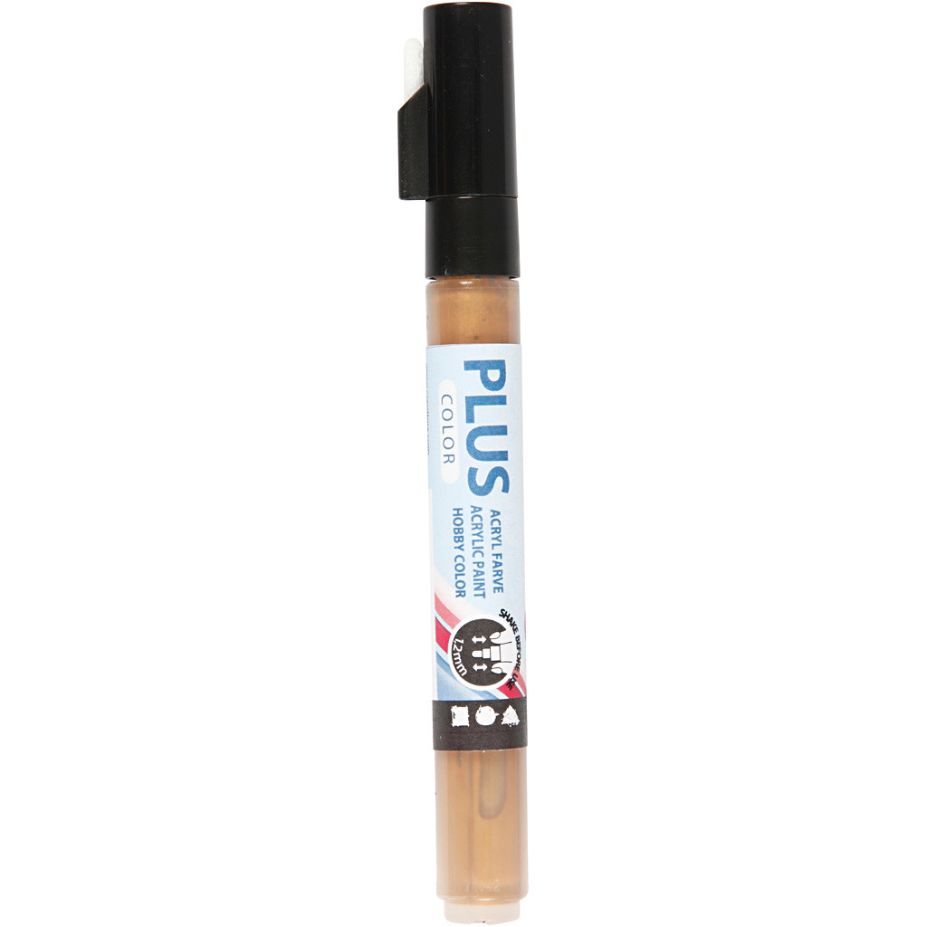 Plus Color Tusch, stregtykkelse: 1-2 mm, L: 14,5 cm, gold, 1stk.