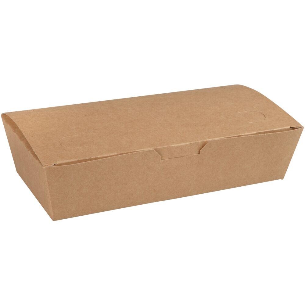 Pølsebakke Abena 20x10x5cm brun pap med låg lille - 400 stk