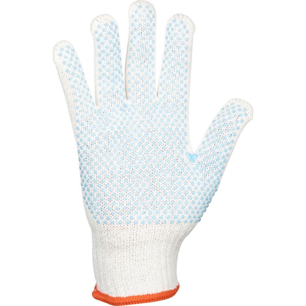 Polyesterhandske - Abena - hvid - str. 8 - polyester/PVC med plastdotter - 12 stk