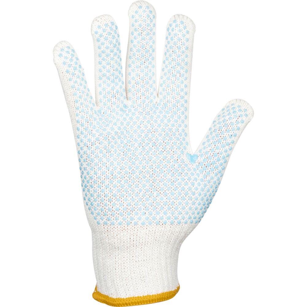 Polyesterhandske Abena str 10 hvid polyester PVC m. plastdotter - 12 stk