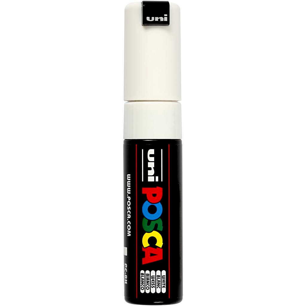 Tusch - Uni Posca PC-8K - 8 mm - Hvid - Broad - 1 stk
