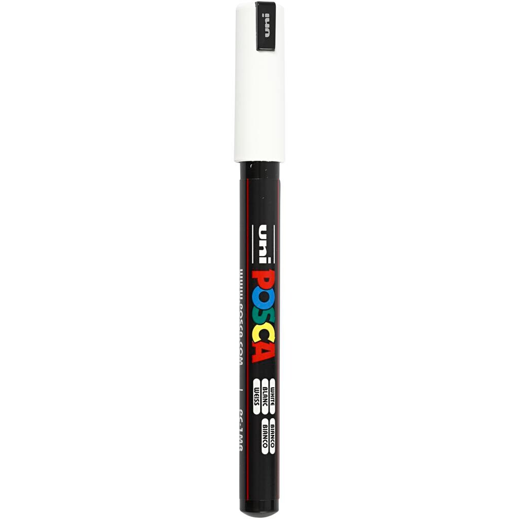 Tusch - Posca PC-1MR - 0,7 mm - Hvid - Ekstra-fine